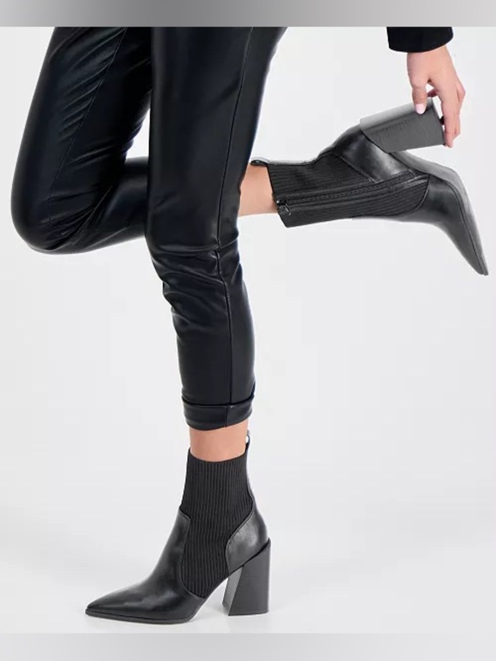 Pointed-Toe Pull-On Knit Dress Booties